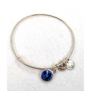 ALEX AND ANI September Sapphire Swarovski Crystal Silver-tone Charm Bracelet